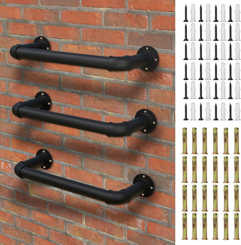 cvter 3-Rung Wall Mounted Ladder, Heavy Duty Steel Pipe Fire Escape Ladder for Egress Window & Basement, Black Industrial Hanging - Image 1